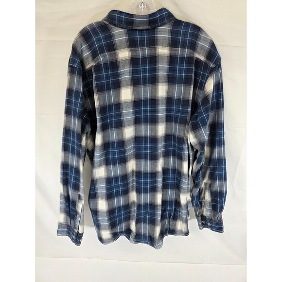 Eddie Bauer Shirt Mens XL Blue Plaid Flannel Long Sleeve Button Up Cotton - Picture 5 of 8